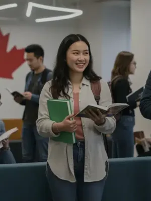 Canadian students discussing 2026 Canada Student Grant Program updates in a university setting.