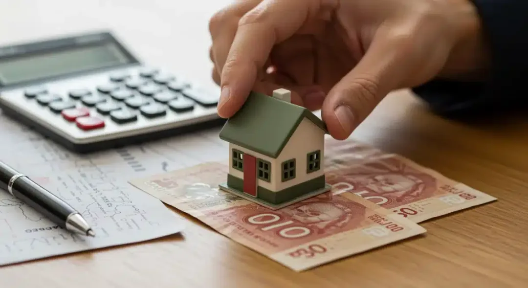 Model house on Canadian dollar bills, symbolizing housing policy and consumer finance.
