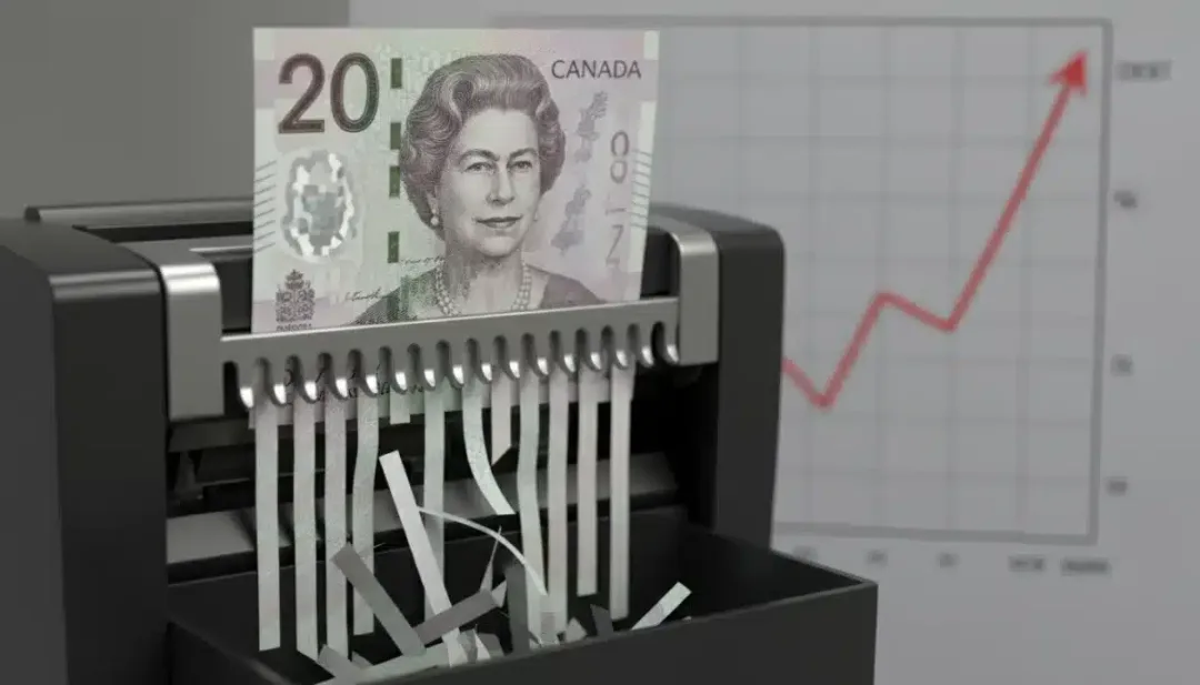 Shredded Canadian twenty-dollar bill symbolizing rising unsecured debt in Canada.