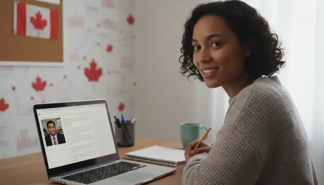 Canadian person studying online for skill development, utilizing the Canada Training Credit benefit.