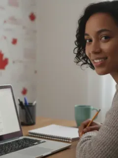 Canadian person studying online for skill development, utilizing the Canada Training Credit benefit.