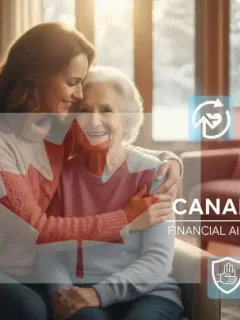 Canadian caregiver assisting elderly relative, symbolizing support programs and financial aid.