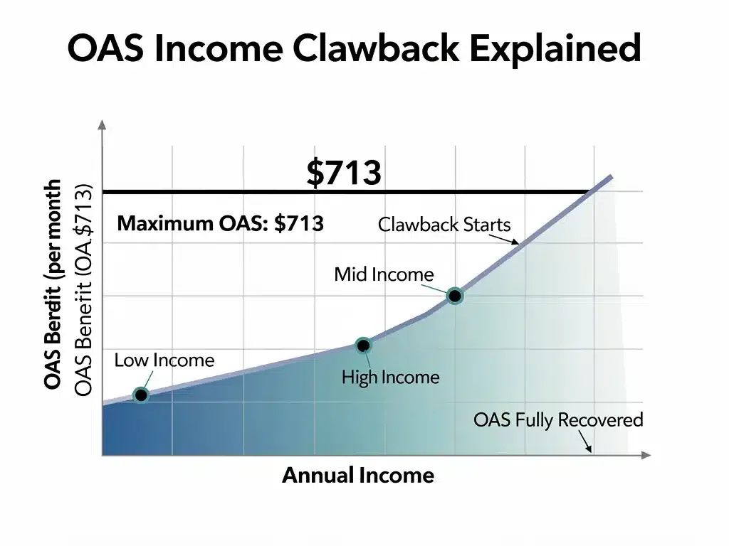 Diagram illustrating OAS Benefit 2026 income clawback mechanism.