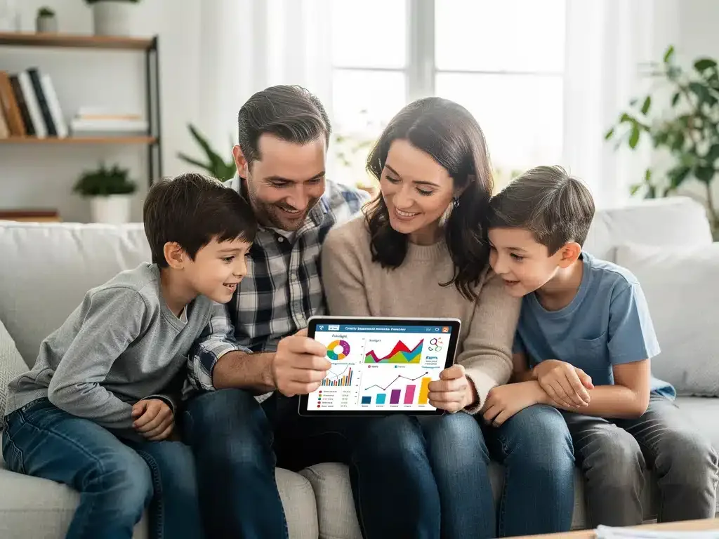 Canadian family reviewing financial information on a tablet, symbolizing understanding CRA benefit changes.