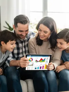 Canadian family reviewing financial information on a tablet, symbolizing understanding CRA benefit changes.