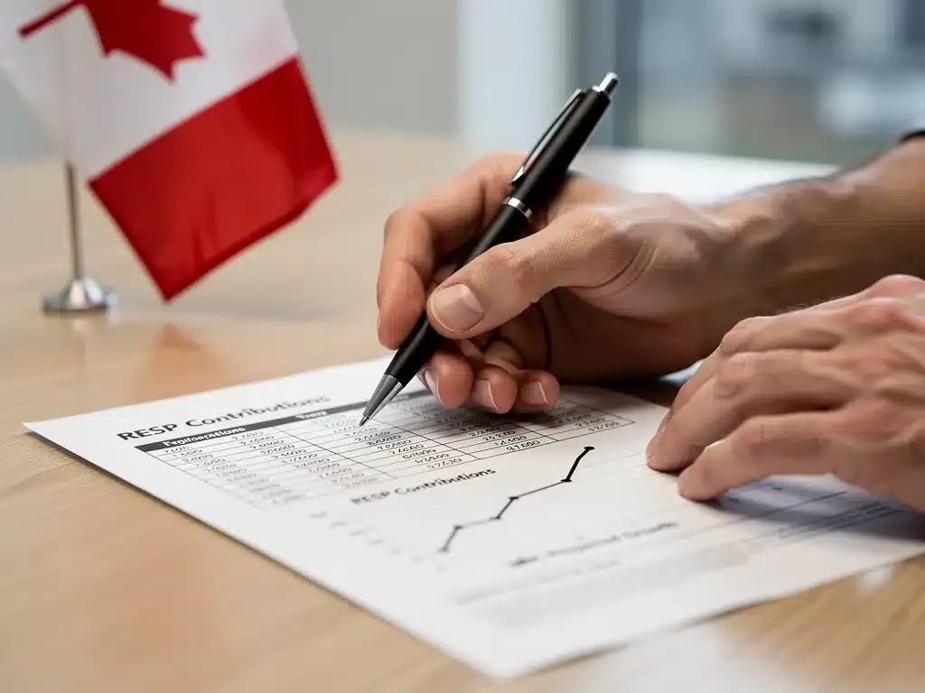 Detailed financial spreadsheet showing RESP contributions and growth for Canadian education savings.