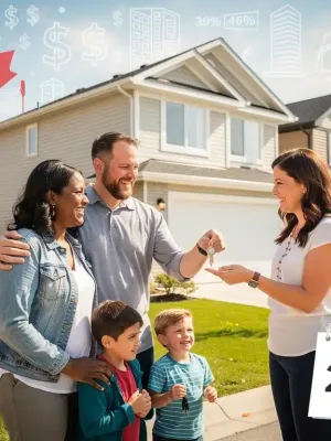 Canadian family celebrating home ownership with new tax credit