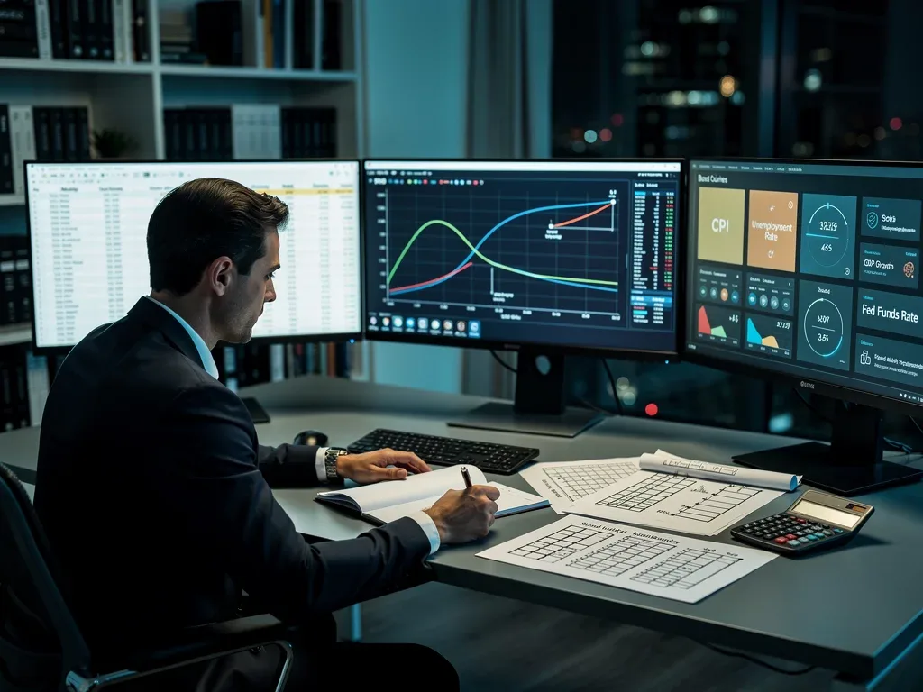 Investor analyzing bond market data for yield optimization