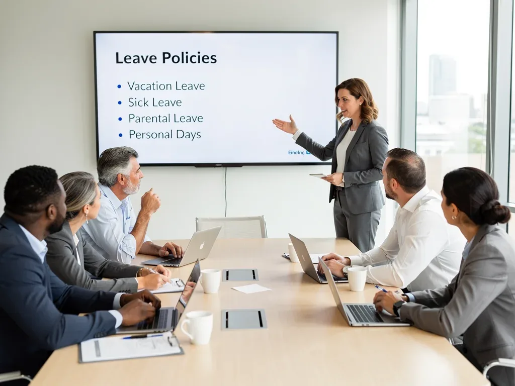 HR representative explaining paid family leave and short-term disability policies to employees