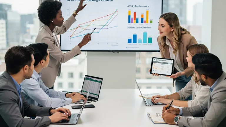 Professionals discussing student loan 401(k) employer match benefits