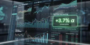 Digital interface showing automated direct indexing and tax-loss harvesting benefits