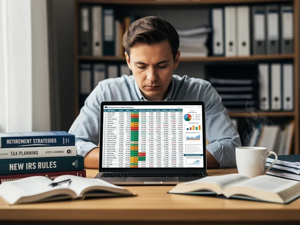 Individual analyzing financial data on a laptop, strategizing retirement plans amidst new 2026 IRS 401(k) limits.