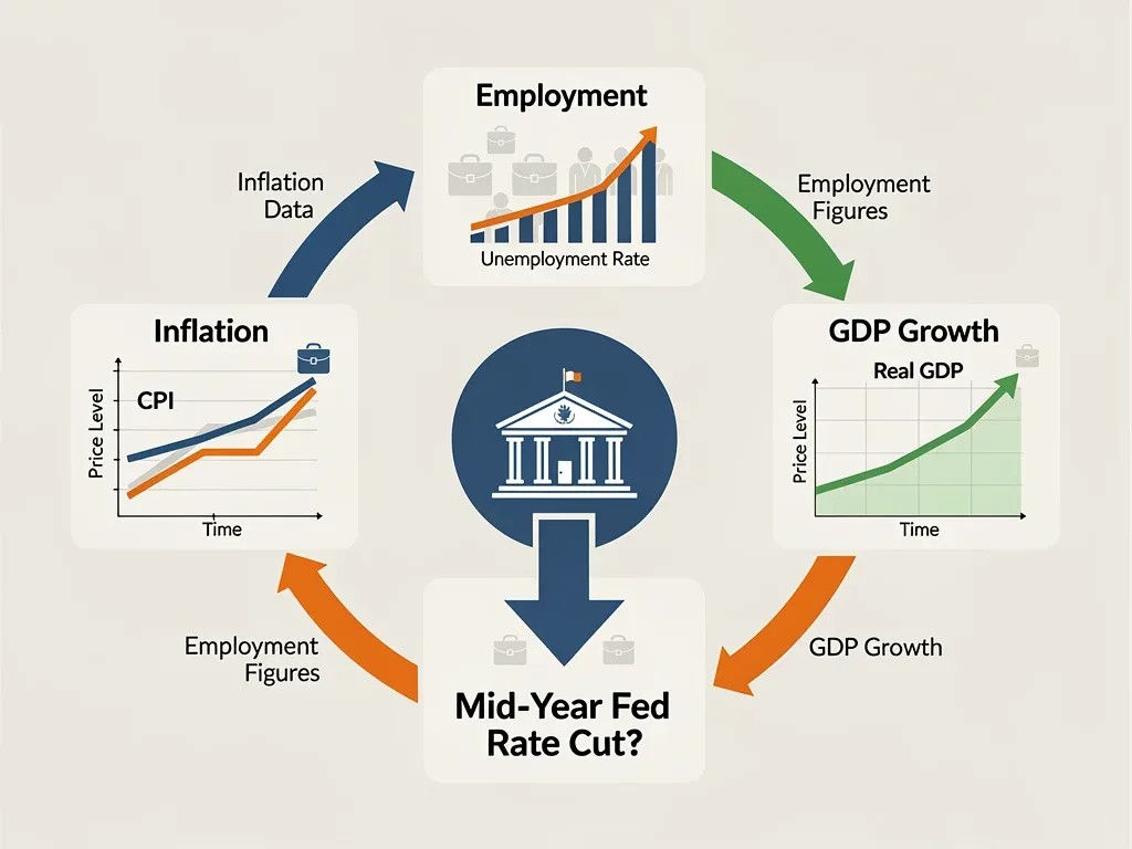 Infographic on Federal Reserve rate cut influencing factors.