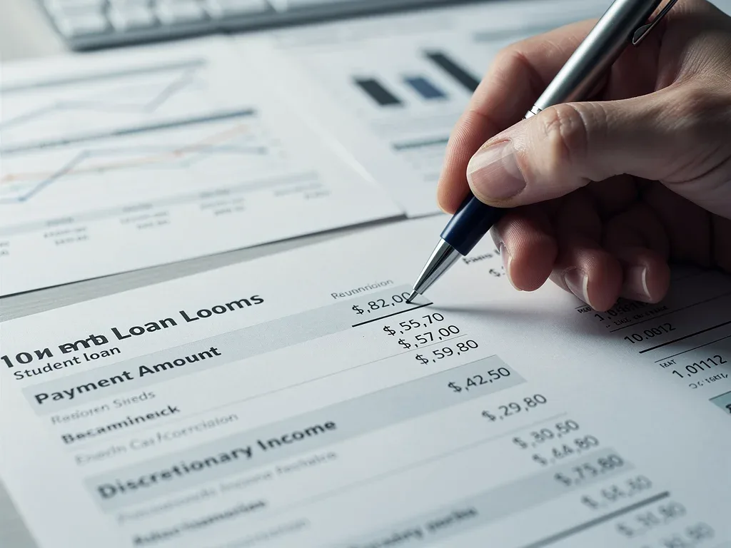 Hand analyzing student loan statement for SAVE plan payments