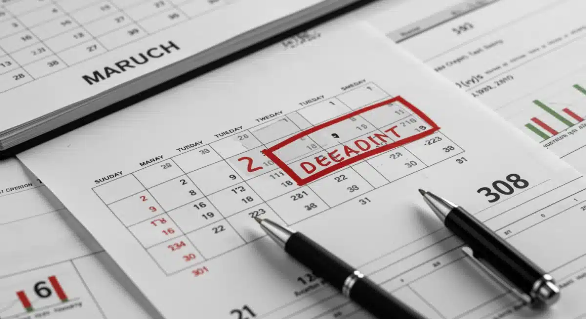 Calendar with March deadline highlighted, representing the urgency to apply for the first-time homebuyer tax credit.