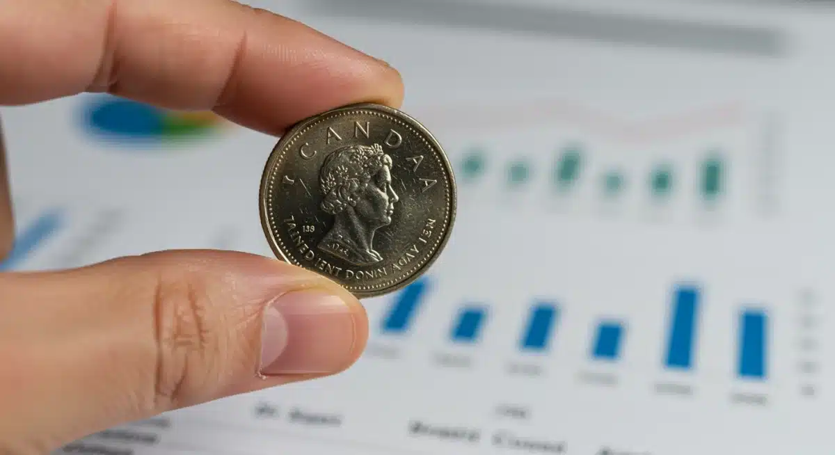 Canadian dollar coin in hand, illustrating personal financial impact of economic policy.