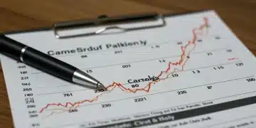 Canadian mortgage document with pen and rising interest rate graph for Q1 2026