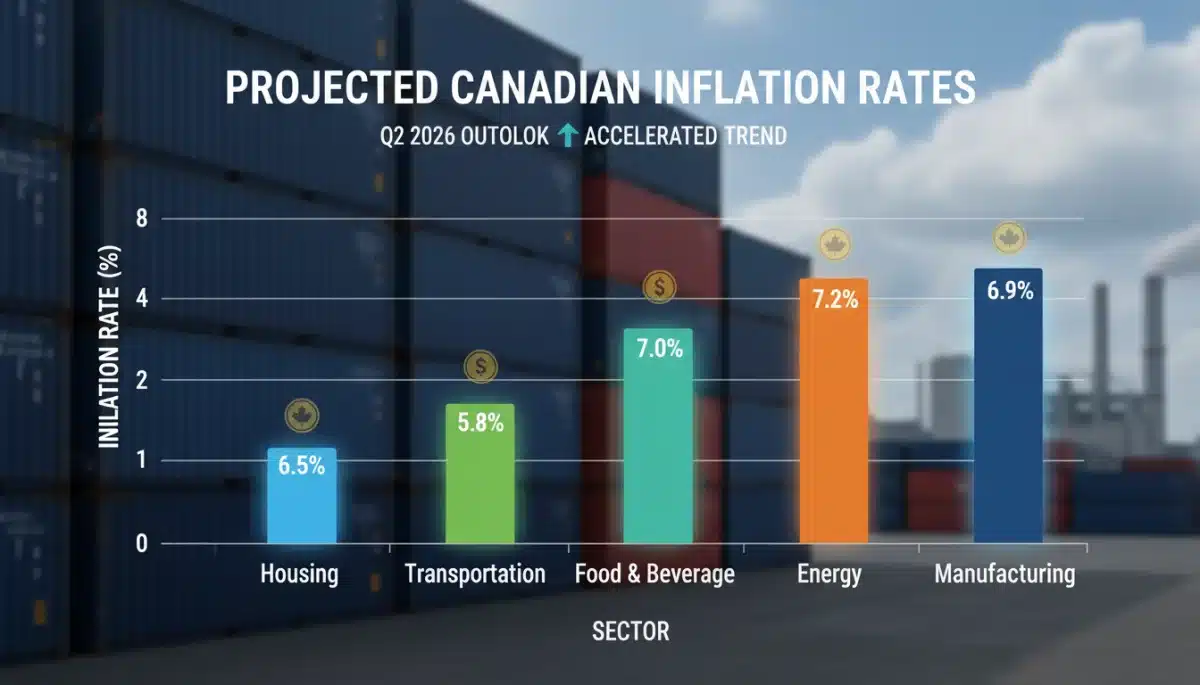 Projected Canadian inflation rates graph for Q2 2026, reflecting global supply chain disruption impacts.