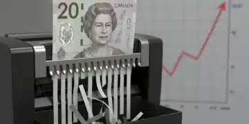 Shredded Canadian twenty-dollar bill symbolizing rising unsecured debt in Canada.